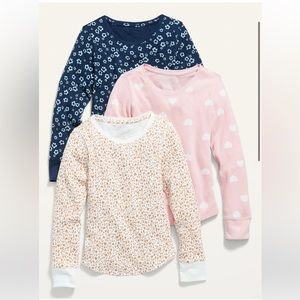 NWT 3 pack Long-Sleeve Printed Thermal-Knit T-Shirt • colors pink, mauve, cream